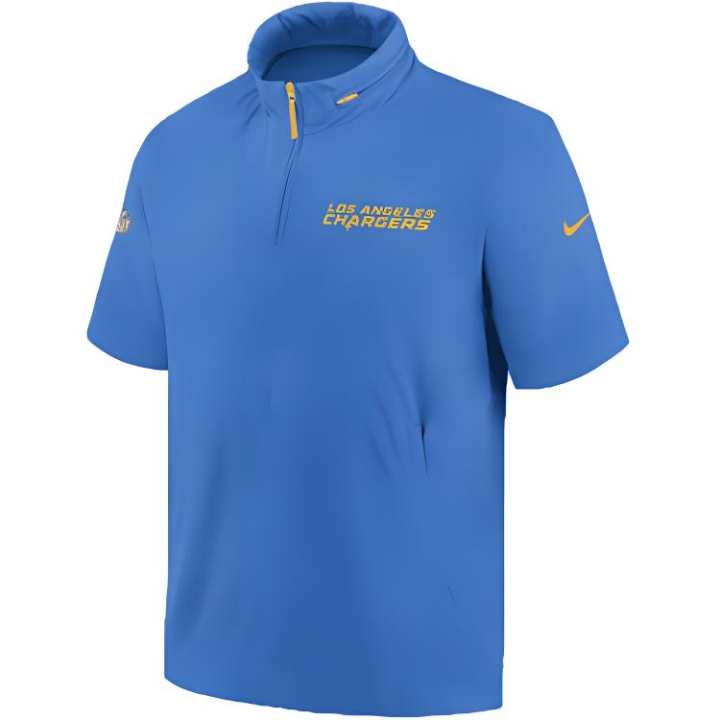 Nike Nike Los Angeles Chargers Sideline Coach Men's Nike Nfl 1/2 Zip Short Sleeve Hooded Jacket