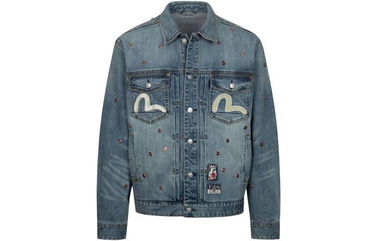 EVISU EVISU Denim Jackets Men's Denim Blue Lapel Moderate Other