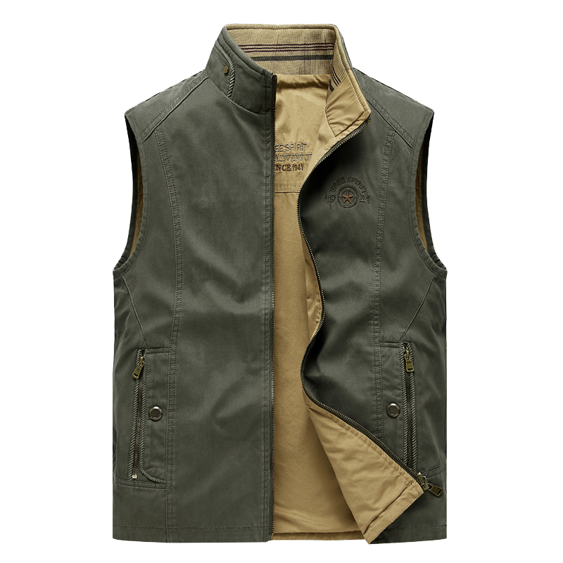 JEEP SPIRIT Vests Men's Stand Collar Moderate Knitted Fabric