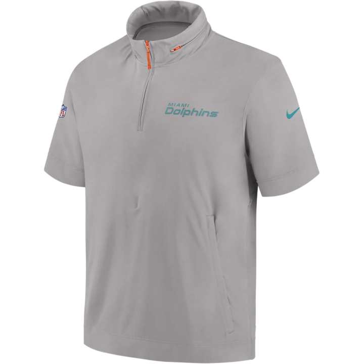 Nike Nike Miami Dolphins Sideline Coach Men's Nike Nfl 1/2 Zip Short Sleeve Hooded Jacket