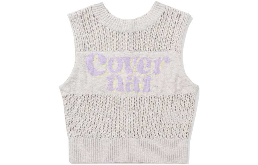 COVERNAT Vests Women's Oat Crew Neck Moderate Knitted Fabric