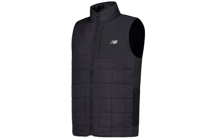 New Balance New Balance Vests Men's Black Stand Collar Moderate Knitted Fabric