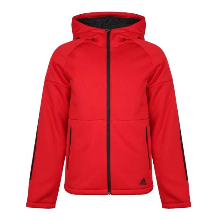 Adidas Adidas Puffer Jackets Men's Red Hooded Moderate Puffer Jacket