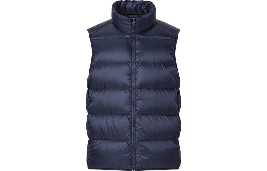 UNIQLO Down Vests Unisex Navy Blue Stand Collar Moderate Other