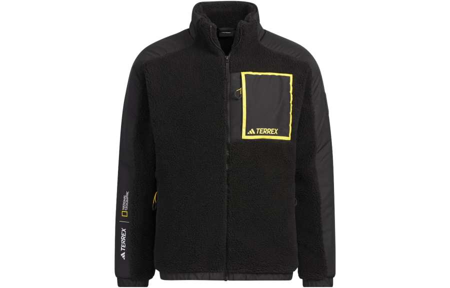 Adidas Adidas x National Geographic Multicolor Outdoor Thickened And Fleece Lined Sports Multi Pocket Jacket Men's Black