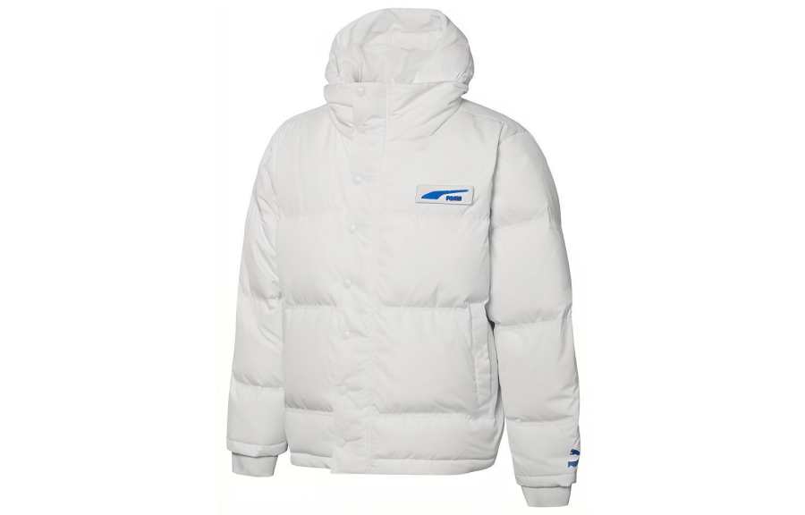 PUMA PUMA Down Jackets Unisex White Hooded Moderate Quilted Down Jacket