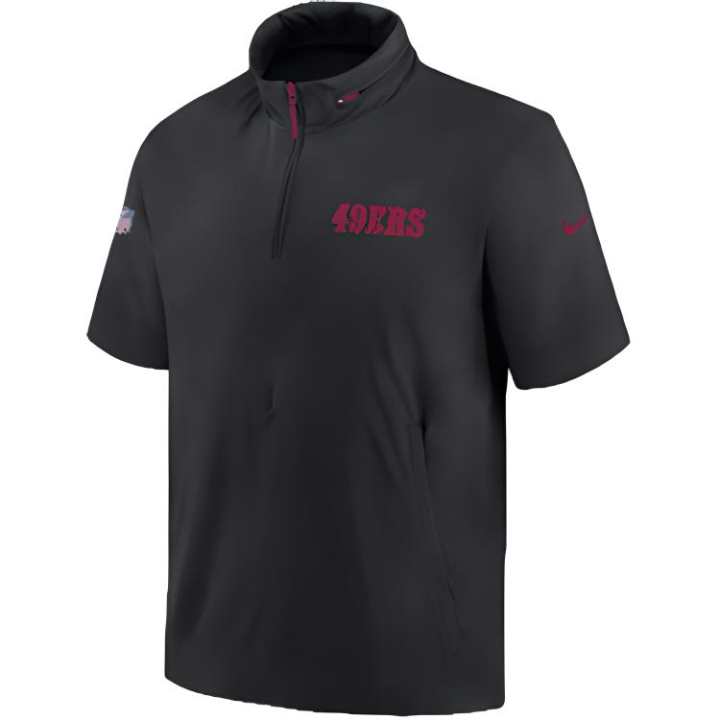 Nike Nike San Francisco 49ers Sideline Coach Men's Nike Nfl 1/2 Zip Short Sleeve Hooded Jacket