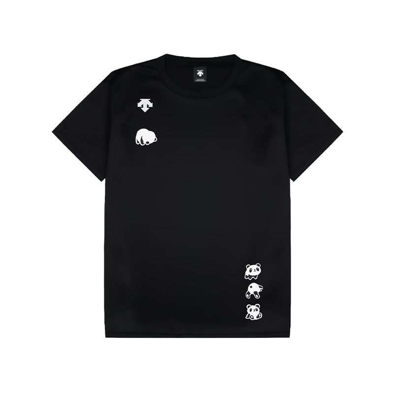 DESCENTE T Shirts Unisex Black Crew Neck Moderate Straight Fit