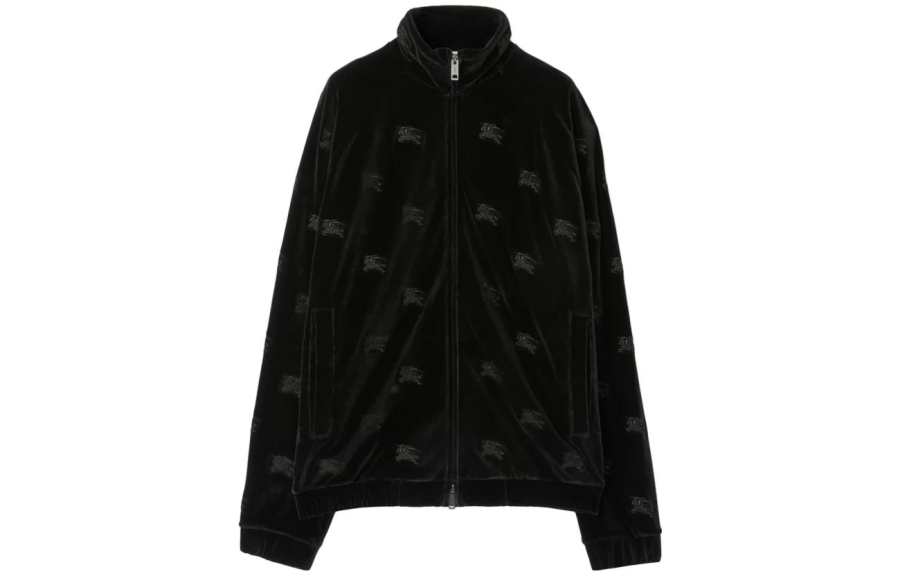 Burberry Ekd Velvet Finished High Neck Zipped Sweatshirt