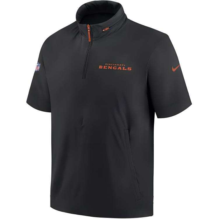 Nike Nike Cincinnati Bengals Sideline Coach Men's Nike Nfl 1/2 Zip Short Sleeve Hooded Jacket