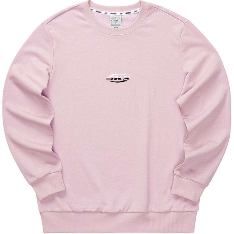 Skechers Colorful Fleece Lined Crew Neck Fashion Versatile Long Sleeved Sweatshirt Unisex Pink