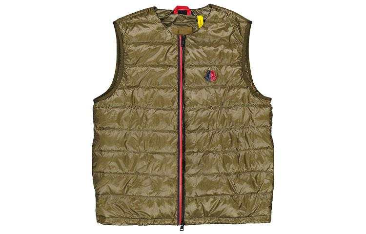 Moncler Down Vests Men's Green Crew Neck Moderate Other