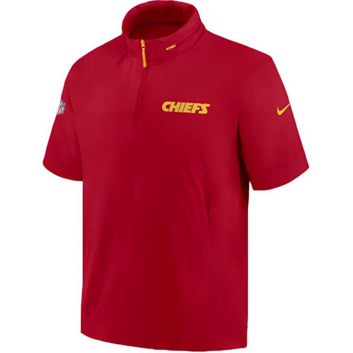 Nike Nike Kansas City Chiefs Sideline Coach Men's Nike Nfl 1/2 Zip Short Sleeve Hooded Jacket