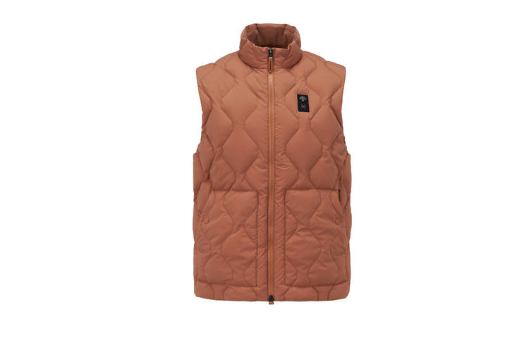 DESCENTE DESCENTE Dualis Down Vests Men's DO DARK ORANGE Stand Collar Moderate