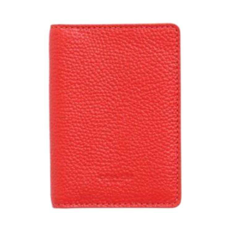 COACH Glossy Finish Pebbled Leather Card Holder, Wallet Regular Women's Coral Red