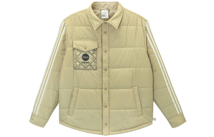 Adidas Neo Puffer Jackets Men's Brown Green Lapel Moderate Other