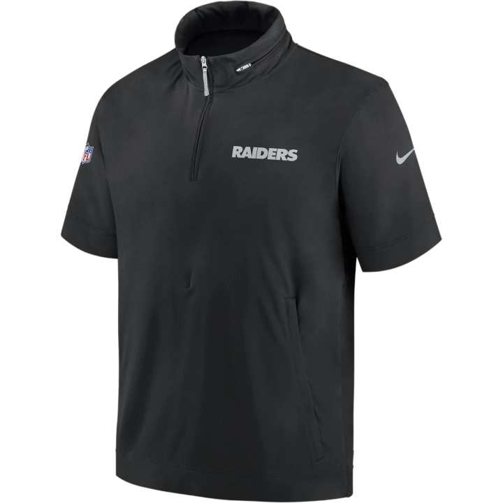 Nike Nike Las Vegas Raiders Sideline Coach Men's Nike Nfl 1/2 Zip Short Sleeve Hooded Jacket