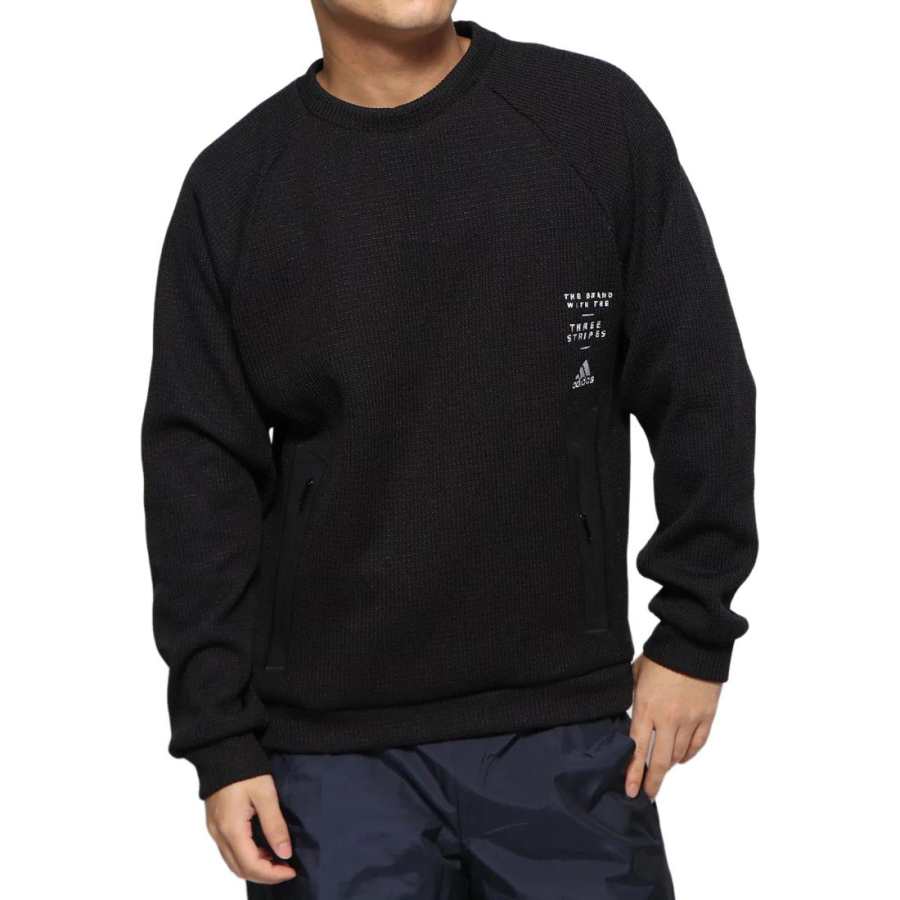 Adidas Adidas Sweatshirts Men's Black Crew Neck Moderate