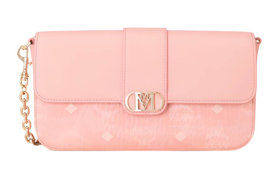 MCM Mode Travia Coated Canvas With Calfskin Trim Handheld Crossbody Bag, Shoulder Bag Regular Women's Pink