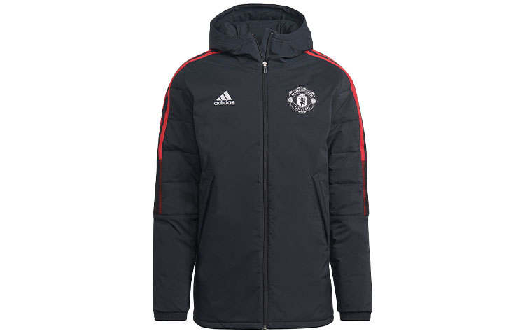 Adidas Adidas Manchester United Puffer Jackets Men's Black Hooded Moderate Other