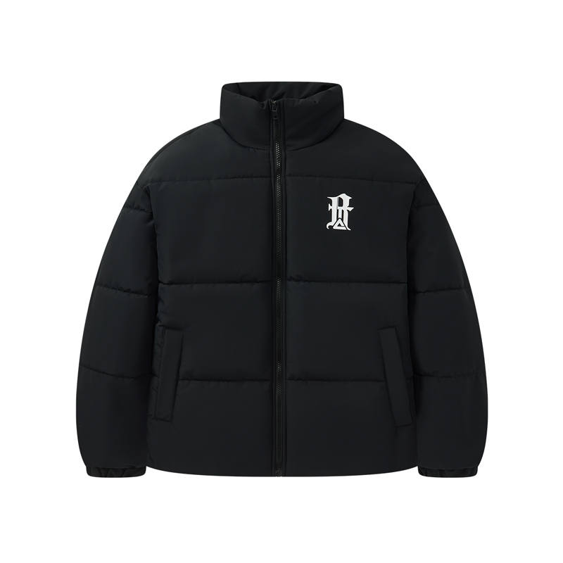 PEAK PEAK Puffer Jackets Unisex Black Stand Collar Thickened Padded Puffer Jacket