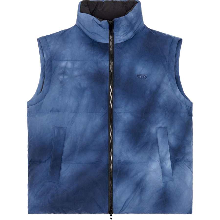 DIESEL DIESEL Down Vests Men's Blue Stand Collar Moderate Other