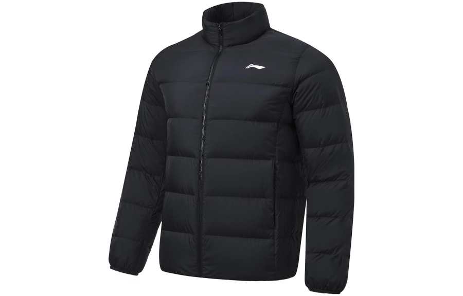 Li-Ning Li Ning Fitness Series Down Jackets Men's Black Stand Collar Moderate Down Jacket