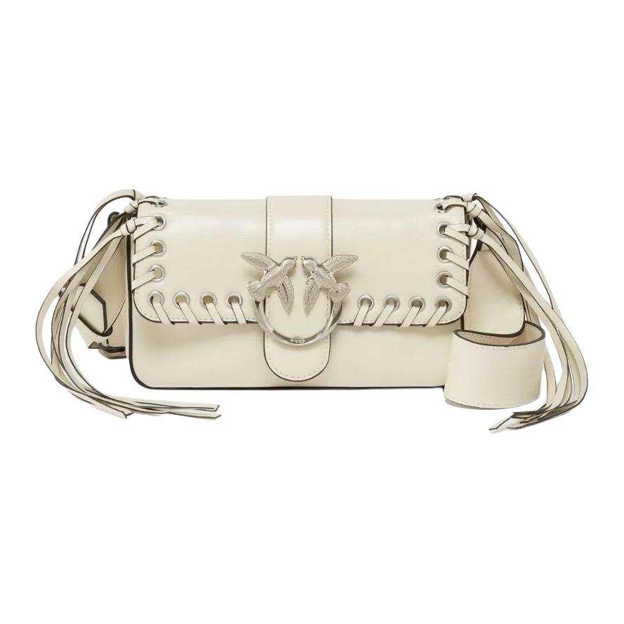 PINKO Cow Leather Shoulder Bag Women's White