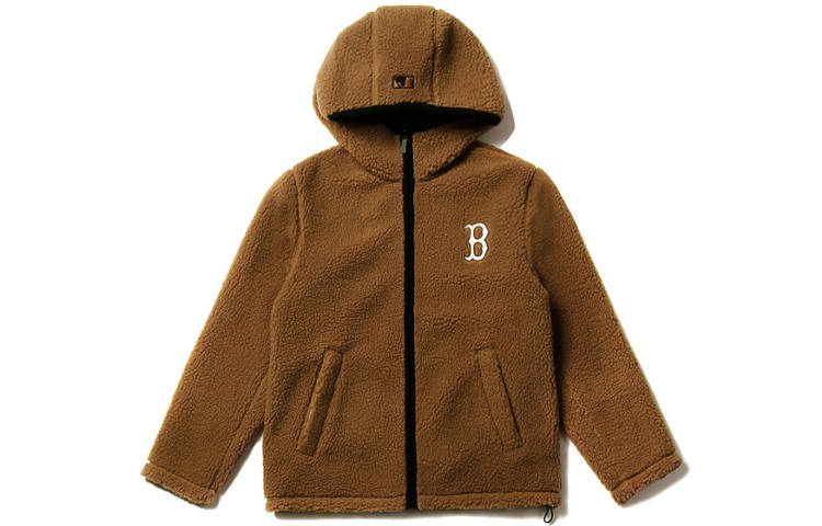 MLB Boston Red Sox Velvet Jackets Unisex Brown Hooded Thickened