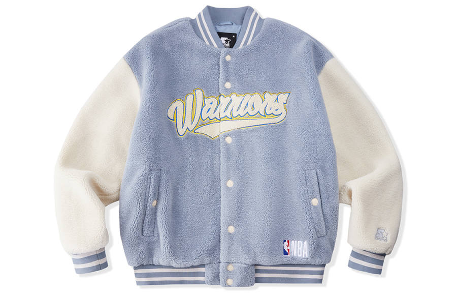 STARTER X NBA Velvet Jackets Unisex Ashley Blue V Neck Moderate