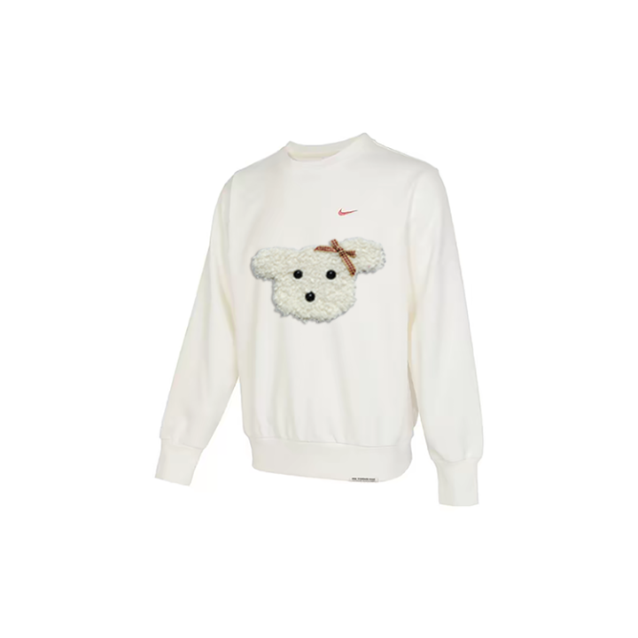 Nike Nike Lightweight Versatile Thermal Embroidery Qiantang Danqing Crew Neck Long Sleeved Sweatshirt Men's White
