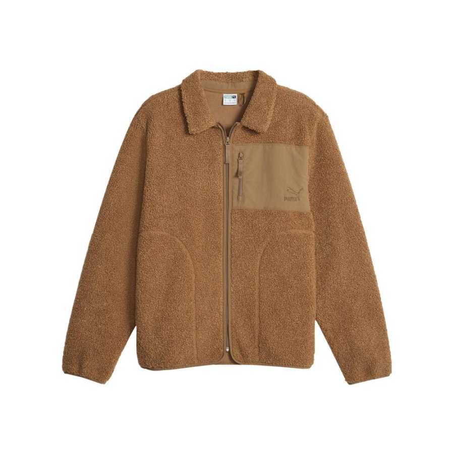 PUMA PUMA CLASSICS Velvet Jackets Unisex Chocolate Beans Lapel Moderate