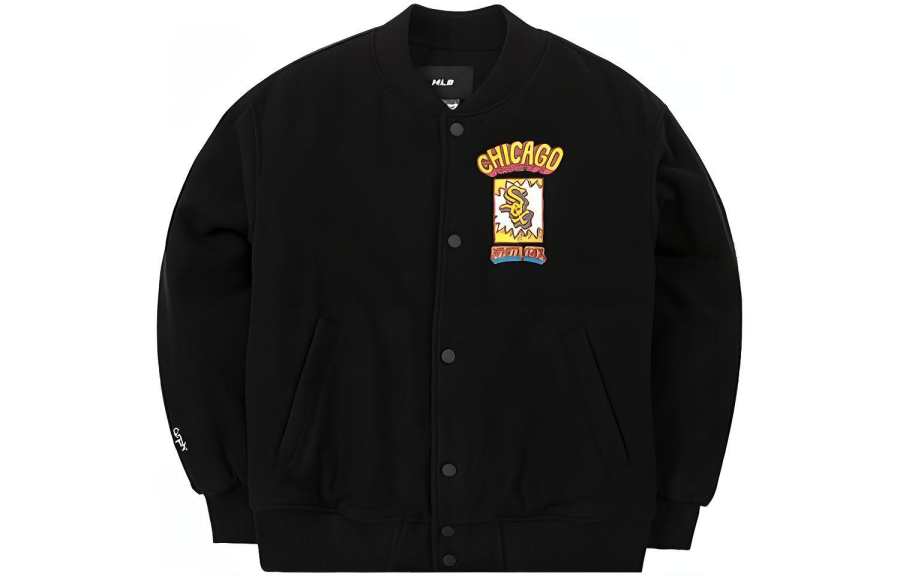 MLB MLB Letter Print Baseball Jacket Unisex Black