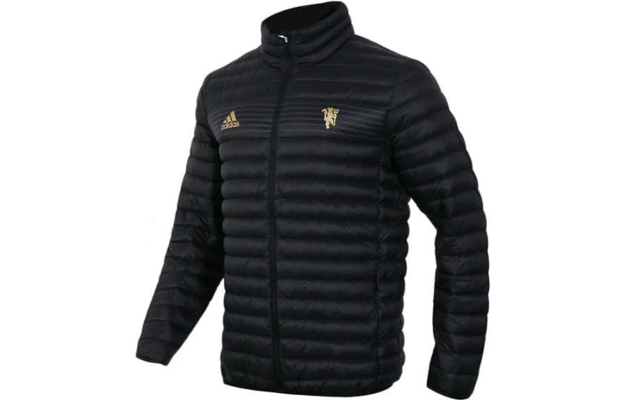Adidas Adidas Manchester United Down Jackets Men's Black Stand Collar Lightweight Quilted Down Jacket
