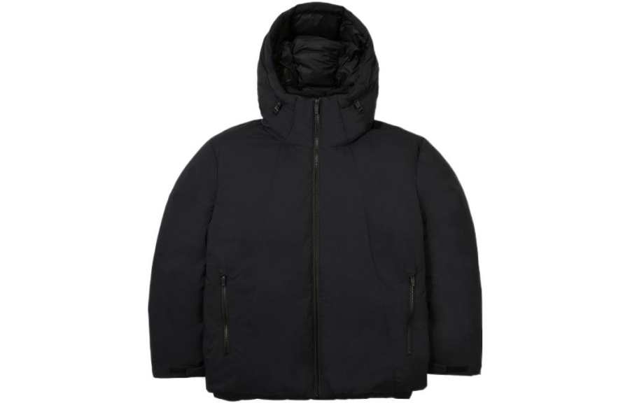FILA FILA Letter Solid Color Hooded Thickened Down Jacket Men's Black