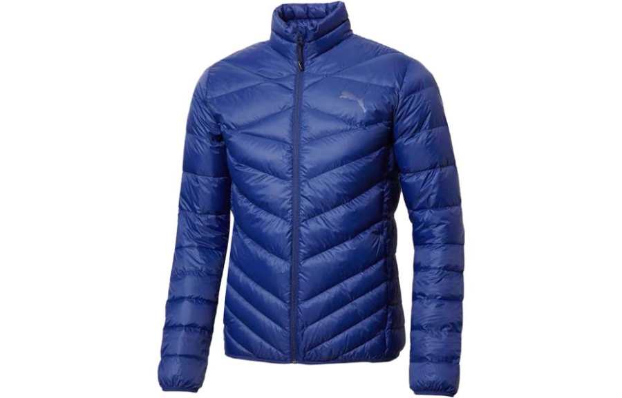 PUMA PUMA Down Jackets Men's Blue Stand Collar Moderate Quilted Down Jacket