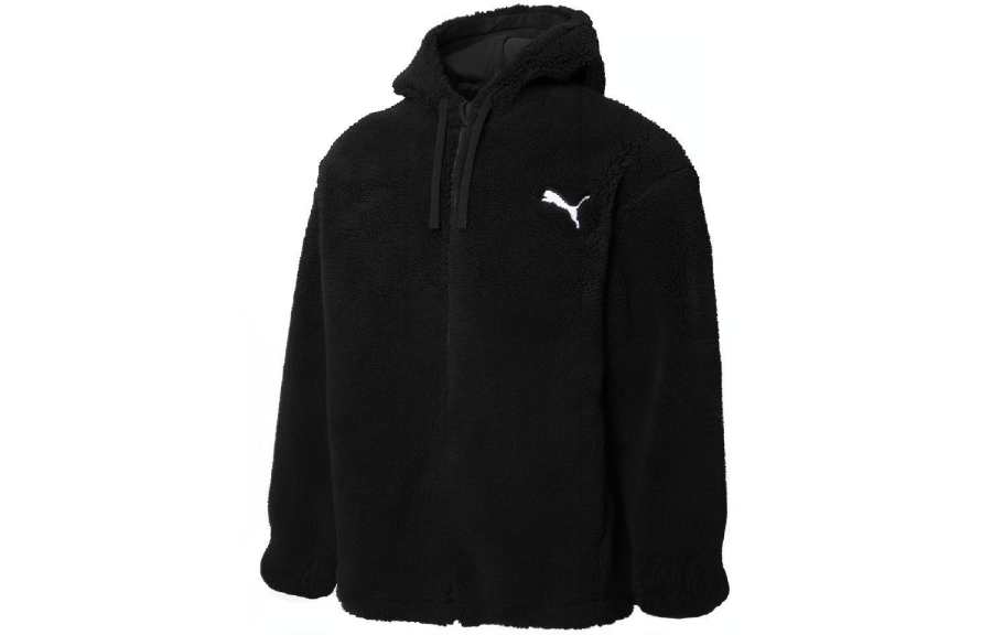 PUMA Sports Life Collection Velvet Jackets Unisex Black Hooded Moderate