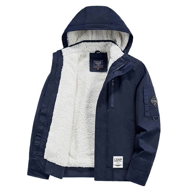 LISENPOK Sherpa Loose Fit Thickened And Fleece Lined Thermal Workwear Casual American Hooded Jackets & Coats Unisex