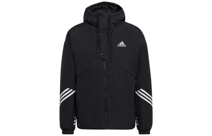 Adidas Adidas Puffer Jackets Men's Black Hooded Thickened Puffer Jacket