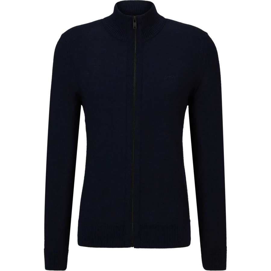HUGO BOSS Logo-Embroidered Zipped Knit Cardigan