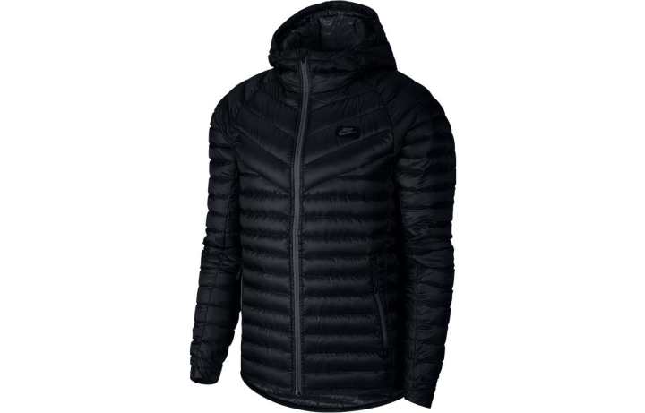 Nike Nike Down Jackets Men's Black Hooded Moderate Quilted Down Jacket