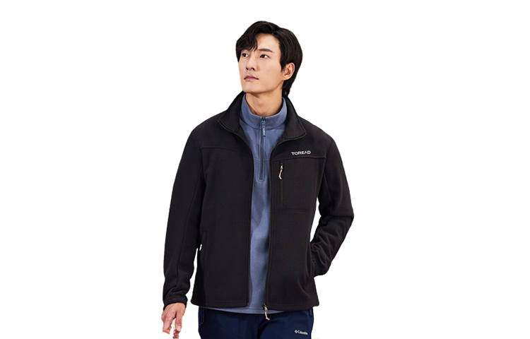 TOREAD Velvet Jackets Men's Black Stand Collar Moderate