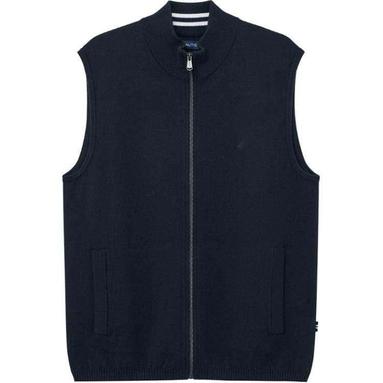 NAUTICA Vests Men's Navy Blue Stand Collar Moderate Other