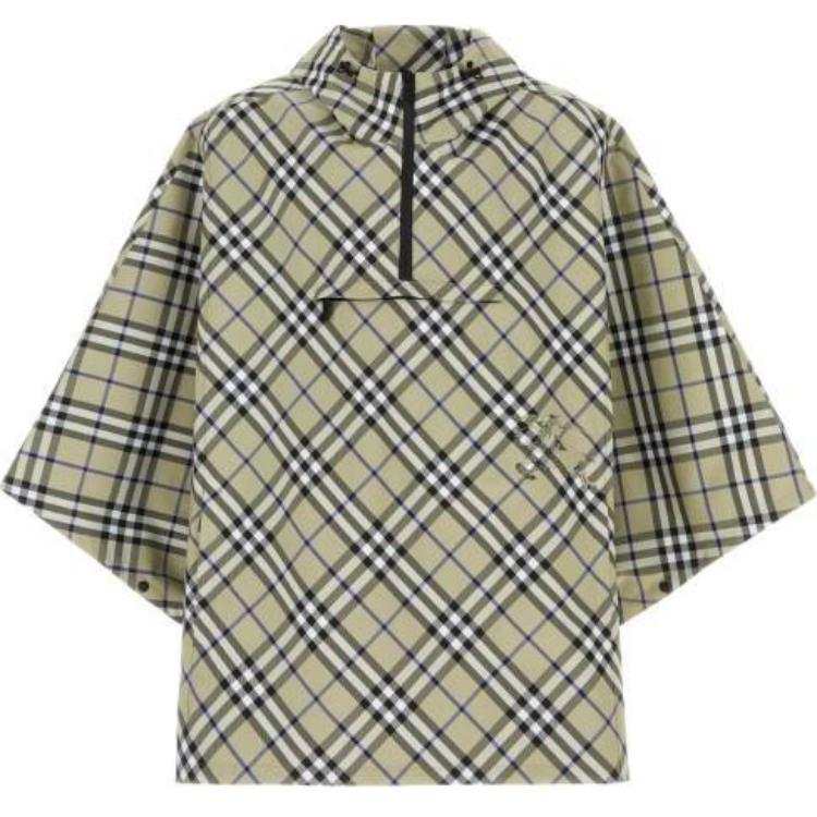 Burberry Ekd Motif Checked Hooded Poncho