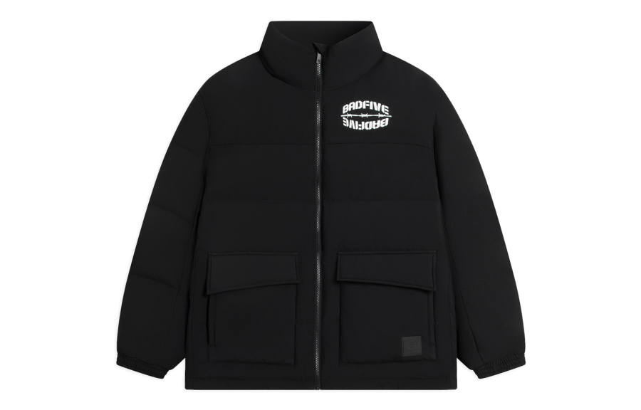 Li-Ning Li Ning Down Jackets Men's Black Stand Collar Moderate Quilted Down Jacket
