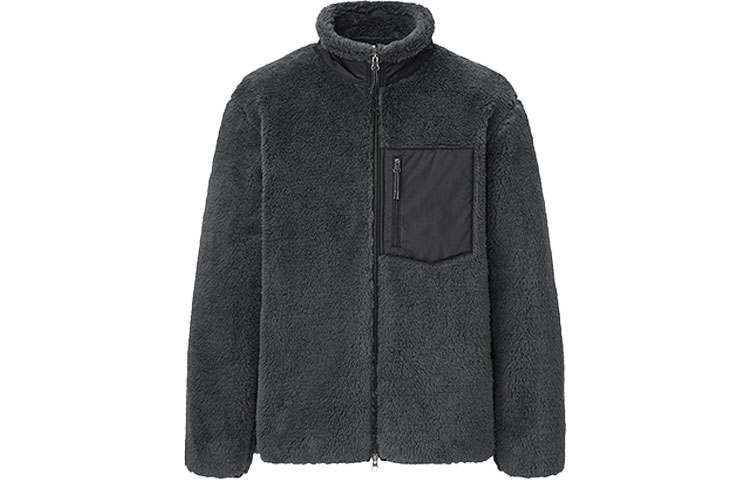 UNIQLO Velvet Jackets Men's Dark Gray Stand Collar Moderate