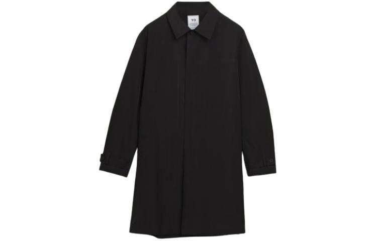 Y-3 Y 3 Coats Men's Black Lapel Moderate Straight Fit