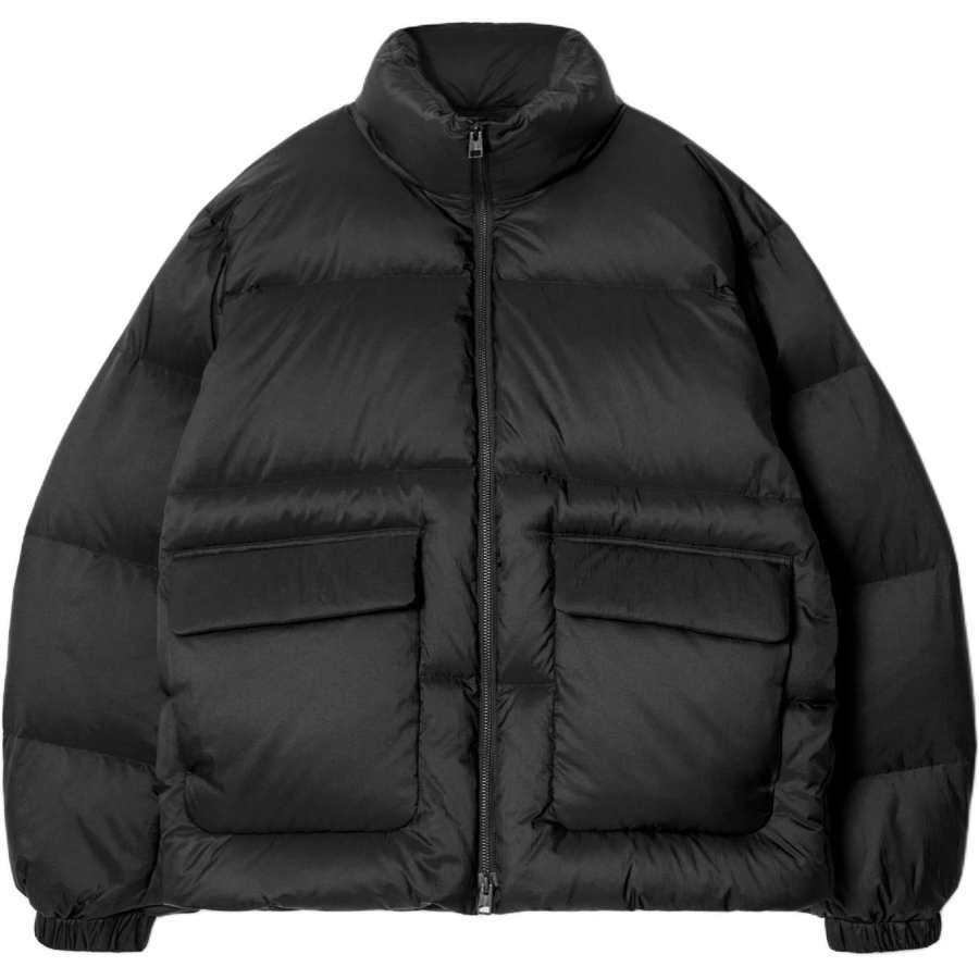 COS COS Down Jackets Men's Black Stand Collar Moderate Quilted Down Jacket