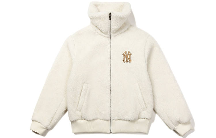 MLB New York Yankees Velvet feel Coat Unisex Ivory White