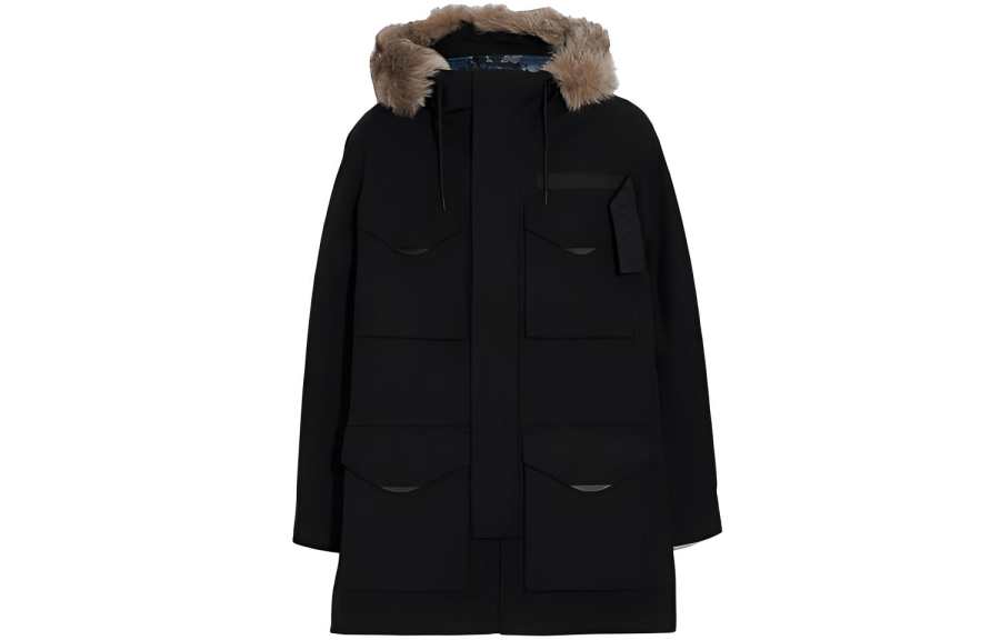 COACH Coats Men's Black Hooded Moderate Straight Fit